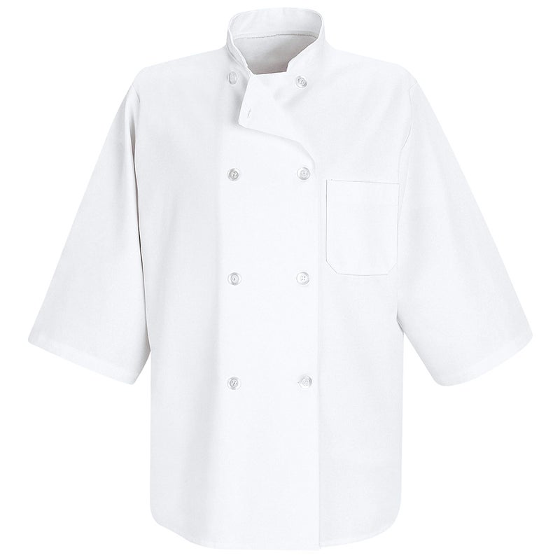 Chef Designs معاطف الطهاة للرجال بأكمام نصفية، بيضاء، مقاس متوسط أمريكي - Image 2